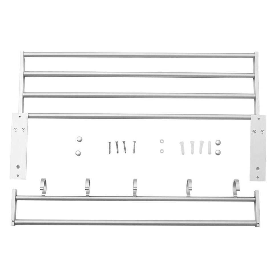 Bathroom shelf towel rackAluminum 2-layer wall-mounted bathroom towel rack, storage rack, shelf, kitchen, hotel, clothes, towel rack, storage bag
 
 
 specification:
 
 Elegant and practicalBathroom shelf towel rack