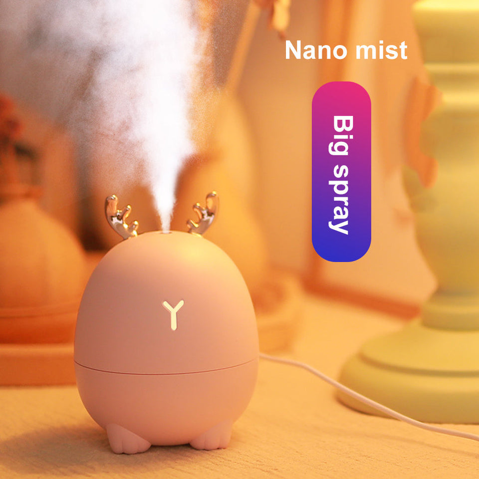 USB Humidifier Cartoon Deer Rabbit HumidifierOverview:
 
 Nano-atomization purifies the air and moisturizes the skin.
 
 New improvements and larger sprays.
 
 Stop dry burning and low noise, quiet business.
 
USB Humidifier Cartoon Deer Rabbit Humidifier