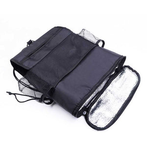 Thermal Bag Multifunction Car Seat OrganizerProduct information:
 
 
 Name: Multifunctional heat preservation storage chair back bag
 
 
 Colour: Black
 
 Material: Oxford cloth + insulation aluminum foil
 
 SThermal Bag Multifunction Car Seat Organizer