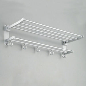 Bathroom shelf towel rackAluminum 2-layer wall-mounted bathroom towel rack, storage rack, shelf, kitchen, hotel, clothes, towel rack, storage bag
 
 
 specification:
 
 Elegant and practicalBathroom shelf towel rack