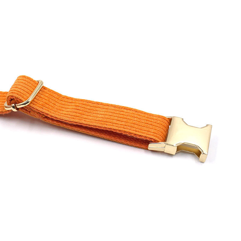 Pet Collar Metal Buckle Soft Corduroy Thick Striped Dog Collar