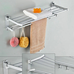 Bathroom shelf towel rackAluminum 2-layer wall-mounted bathroom towel rack, storage rack, shelf, kitchen, hotel, clothes, towel rack, storage bag
 
 
 specification:
 
 Elegant and practicalBathroom shelf towel rack