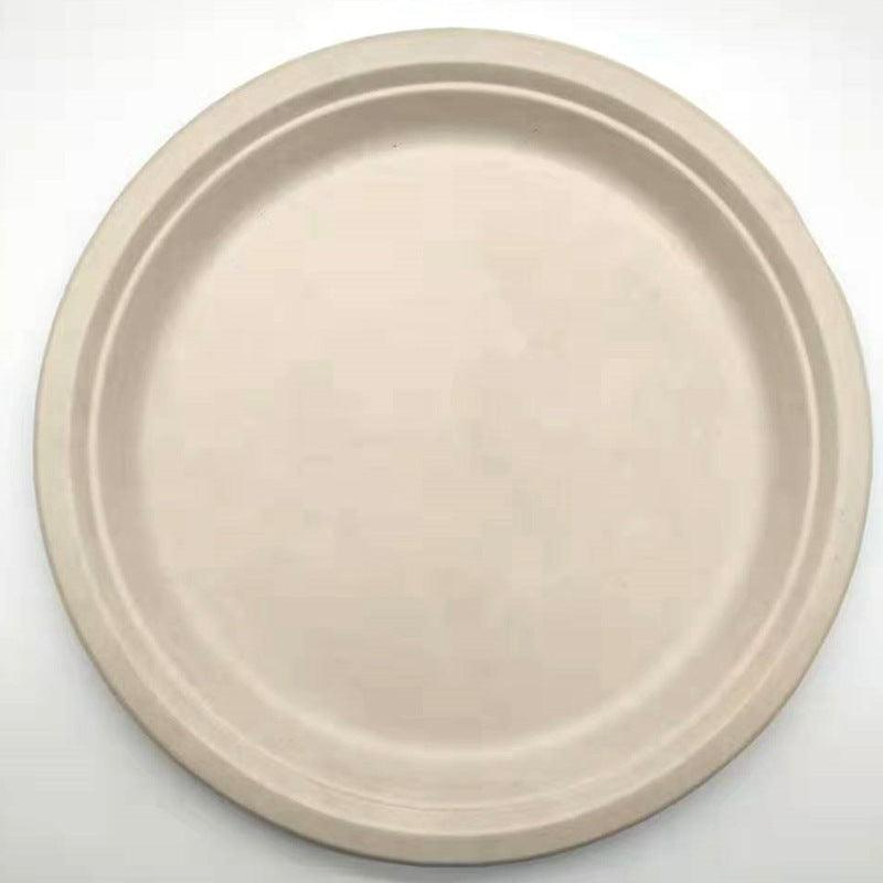 Pure pulp disposable paper platesPure pulp disposable paper plates
 
 Category: Disposable Box
 
 Shelf life: three years
 
 Product material: straw pulp
 
 Color: Natural
 
 Product size: 9 inch diPure pulp disposable paper plates