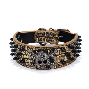 Skull Pet Collar Round Head Nail Dog Collar