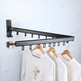 Folding Clothes Hanger Wall Mount Retractable Cloth Drying Rack IndoorFeature:
 
 With foldable telescopic hangers, and telescopic rods, you can hang towels and clothes.
 
 360-degree rotation design, unlimited space angle rotation, crFolding Clothes Hanger Wall Mount Retractable Cloth Drying Rack Indoor & Outdoor Space Saving Aluminum Home Laundry Clothesline