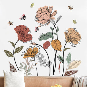 Bohemian Flower Wall Sticker Wildflower Wall Art Decoration Sticker - Mekel’s Elegant Interior Store