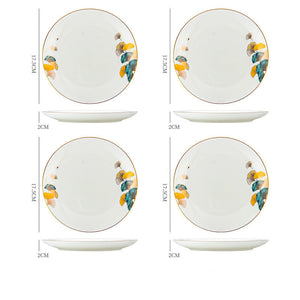 Dinner Plates Ceramic Steak Plate Web PorcelainProduct Information:
 
 Material: porcelain
 
 Design: Plants and flowers
 
 Style: Nordic style
 
 Shape: Round
 
 Origin: Mainland China
 
 Popular element: small Dinner Plates Ceramic Steak Plate Web Porcelain