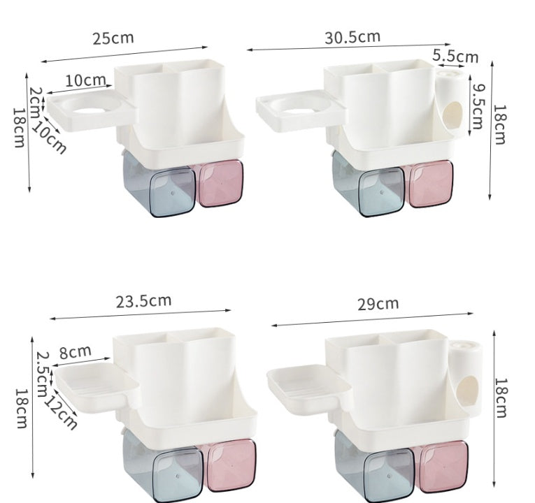 Toothbrush Holder Bathroom Shelving Perforation-free Suction Wall BathProduct information:
 


 Product Category: Toothbrush holder
 
 Function: Storage, squeeze toothpaste, no punching
 
 Material: Plastic
 
 Style: No, with hair dryeToothbrush Holder Bathroom Shelving Perforation-free Suction Wall Bathroom Toiletry Set