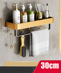 Bathroom Perforated Towel Storage RackProduct information:
 


 Installation method: screw embedded/adhesive
 
 Material: Space Aluminum
 
 Style: modern minimalist
 
 Number of layers: 1 layer
 
 StoragBathroom Perforated Towel Storage Rack