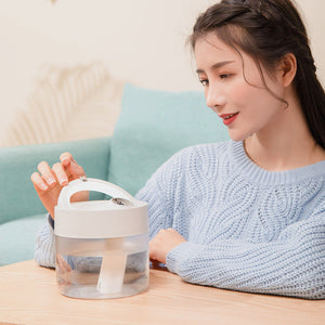 Humidifier dimming mute humidifierWorking voltage: DC5V
 
 Use power: 2.5W
 
 Working current: 400mA
 
 Battery capacity: 3000mAh
 
 Water tank capacity: 1000mL
 
 Color temperature: 3000K
 
 Spray vHumidifier dimming mute humidifier