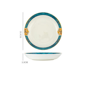 Dinner Plates Ceramic Steak Plate Web PorcelainProduct Information:
 
 Material: porcelain
 
 Design: Plants and flowers
 
 Style: Nordic style
 
 Shape: Round
 
 Origin: Mainland China
 
 Popular element: small Dinner Plates Ceramic Steak Plate Web Porcelain