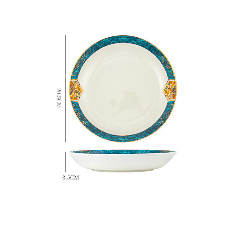 Dinner Plates Ceramic Steak Plate Web PorcelainProduct Information:
 
 Material: porcelain
 
 Design: Plants and flowers
 
 Style: Nordic style
 
 Shape: Round
 
 Origin: Mainland China
 
 Popular element: small Dinner Plates Ceramic Steak Plate Web Porcelain