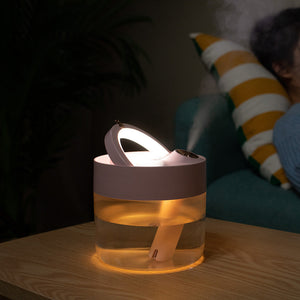 Humidifier dimming mute humidifierWorking voltage: DC5V
 
 Use power: 2.5W
 
 Working current: 400mA
 
 Battery capacity: 3000mAh
 
 Water tank capacity: 1000mL
 
 Color temperature: 3000K
 
 Spray vHumidifier dimming mute humidifier