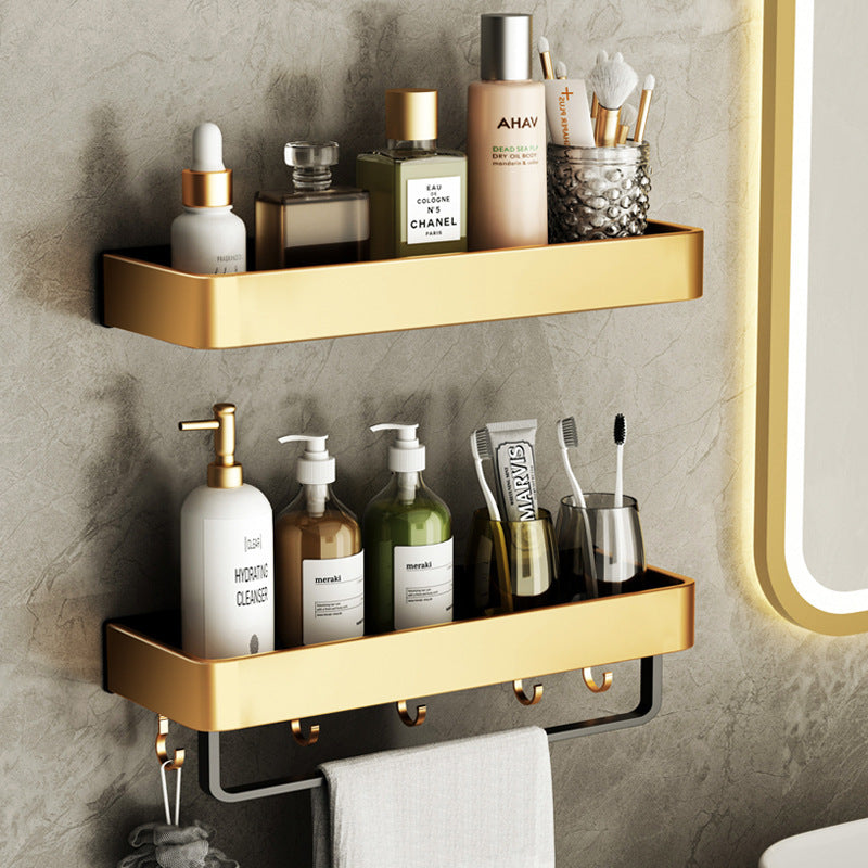 Bathroom Perforated Towel Storage RackProduct information:
 


 Installation method: screw embedded/adhesive
 
 Material: Space Aluminum
 
 Style: modern minimalist
 
 Number of layers: 1 layer
 
 StoragBathroom Perforated Towel Storage Rack