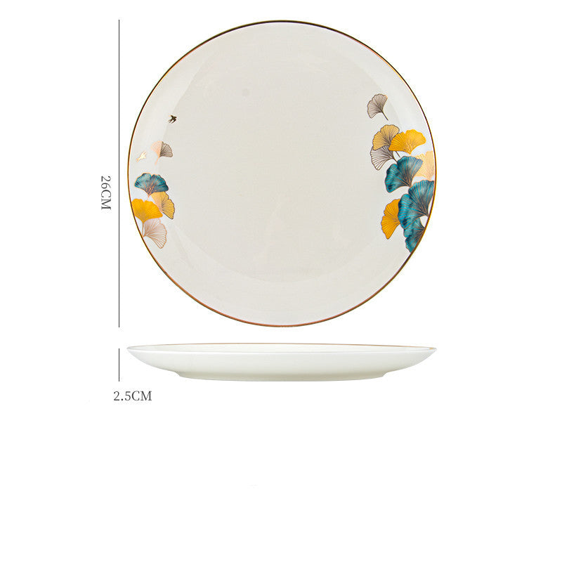 Dinner Plates Ceramic Steak Plate Web PorcelainProduct Information:
 
 Material: porcelain
 
 Design: Plants and flowers
 
 Style: Nordic style
 
 Shape: Round
 
 Origin: Mainland China
 
 Popular element: small Dinner Plates Ceramic Steak Plate Web Porcelain