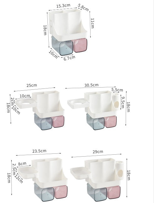 Toothbrush Holder Bathroom Shelving Perforation-free Suction Wall BathProduct information:
 


 Product Category: Toothbrush holder
 
 Function: Storage, squeeze toothpaste, no punching
 
 Material: Plastic
 
 Style: No, with hair dryeToothbrush Holder Bathroom Shelving Perforation-free Suction Wall Bathroom Toiletry Set