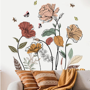 Bohemian Flower Wall Sticker Wildflower Wall Art Decoration Sticker - Mekel’s Elegant Interior Store