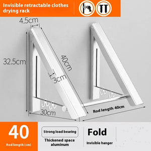 Punch-free Space Aluminum Foldable Invisible Folding Retractable Wall Overview:
 
 100% brand new, high quality, convenient and flexible, easy to use, light, easy to clean, foldable,
 
 Stable, the base of the wall is not afraid to falPunch-free Space Aluminum Foldable Invisible Folding Retractable Wall Hanger