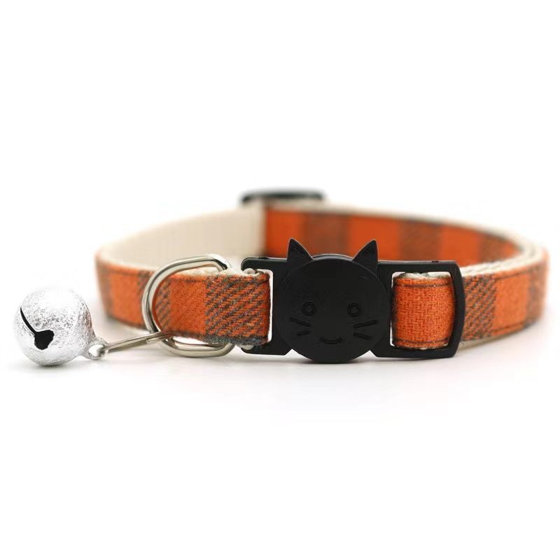 Pet Plaid Bowless Bell Collar