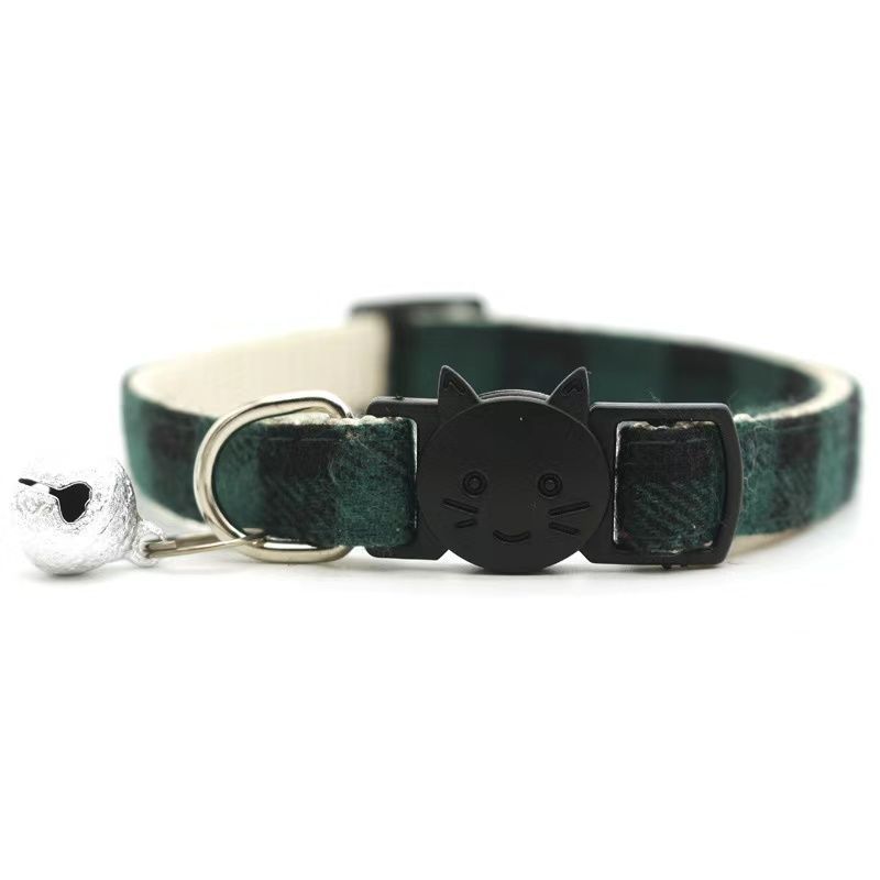 Pet Plaid Bowless Bell Collar