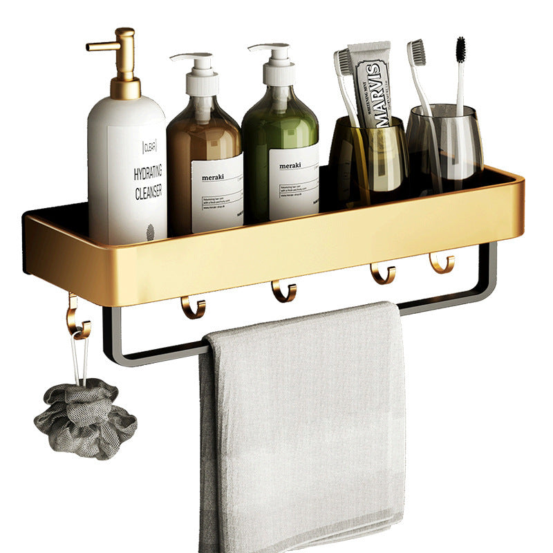 Bathroom Perforated Towel Storage RackProduct information:
 


 Installation method: screw embedded/adhesive
 
 Material: Space Aluminum
 
 Style: modern minimalist
 
 Number of layers: 1 layer
 
 StoragBathroom Perforated Towel Storage Rack