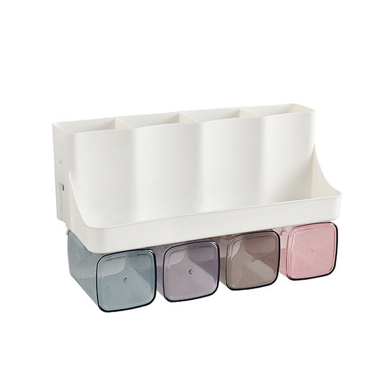 Toothbrush Holder Bathroom Shelving Perforation-free Suction Wall BathProduct information:
 


 Product Category: Toothbrush holder
 
 Function: Storage, squeeze toothpaste, no punching
 
 Material: Plastic
 
 Style: No, with hair dryeToothbrush Holder Bathroom Shelving Perforation-free Suction Wall Bathroom Toiletry Set